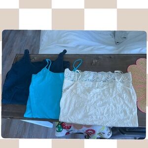 Maurices Lace Trim Camisole Set - Navy, Turquoise, Cream